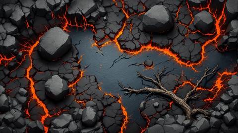 Lava flows with slow rolling glow