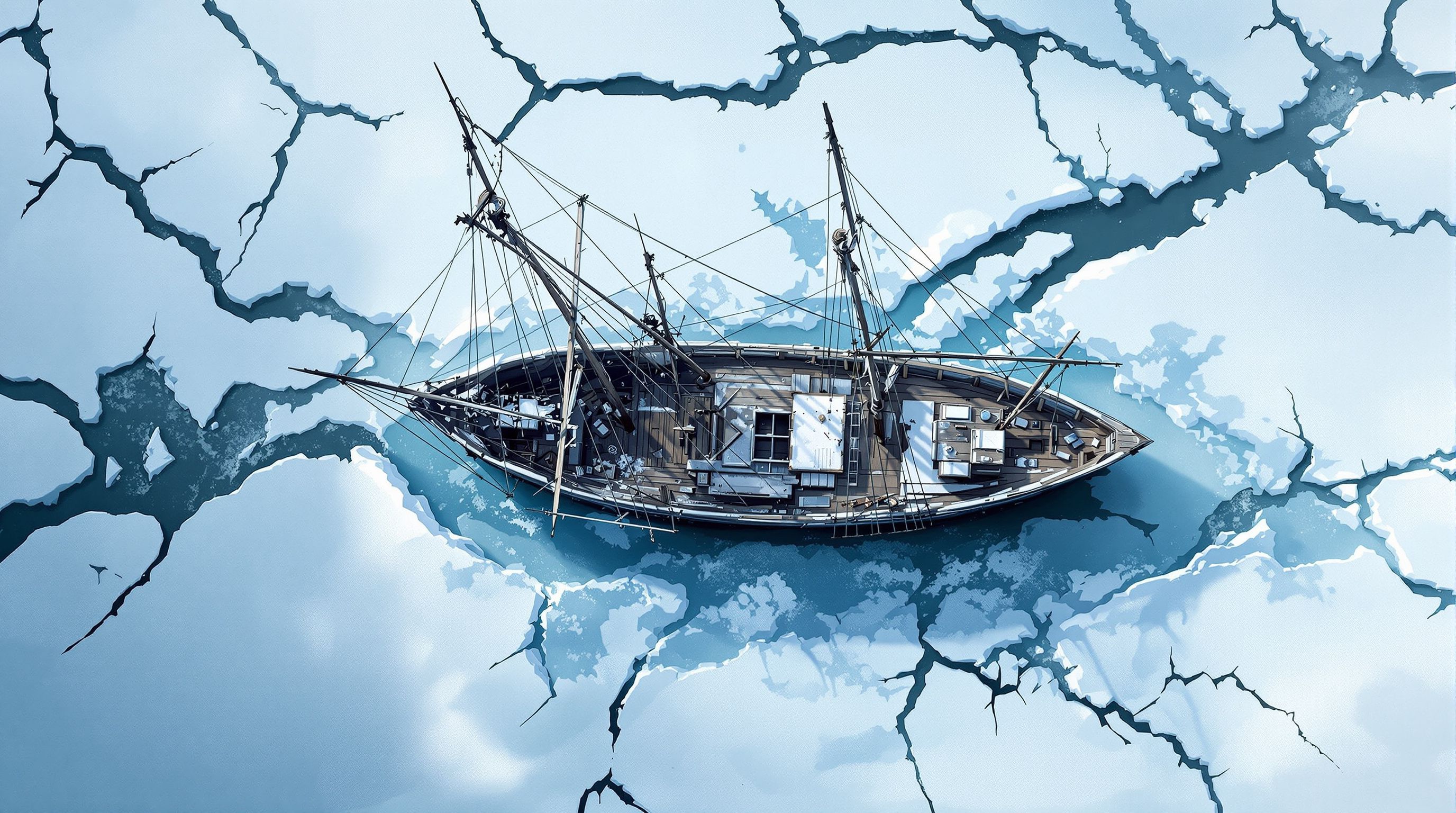 Frozen Lake Wrecked Ship